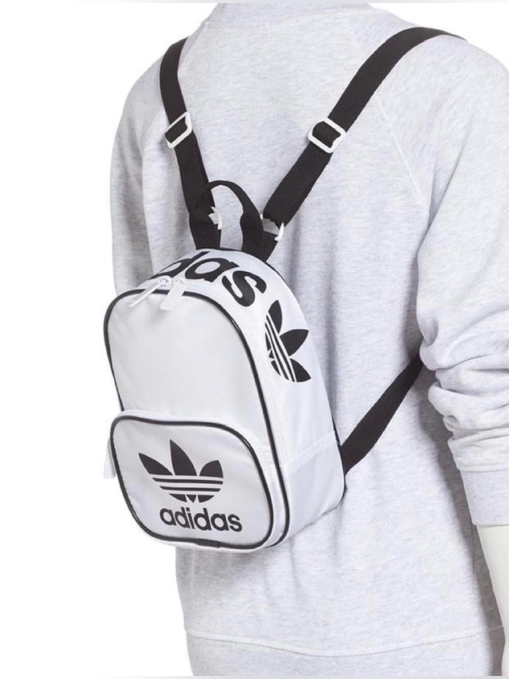 Adidas Originals: Santiago Mini Backpack White Black Trefoil Logo, Unisex
